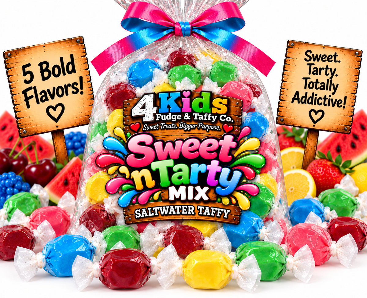 Sweet 'n Tarty Mix Saltwater Taffy by 4 Kids Fudge & Taffy Co. - 5 bold flavors