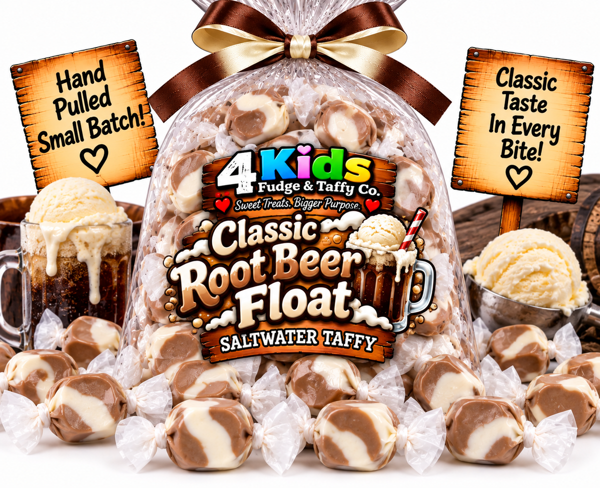 Classic Root Beer Float Saltwater Taffy by 4 Kids Fudge & Taffy Co. - Hand Pulled Small Batch
