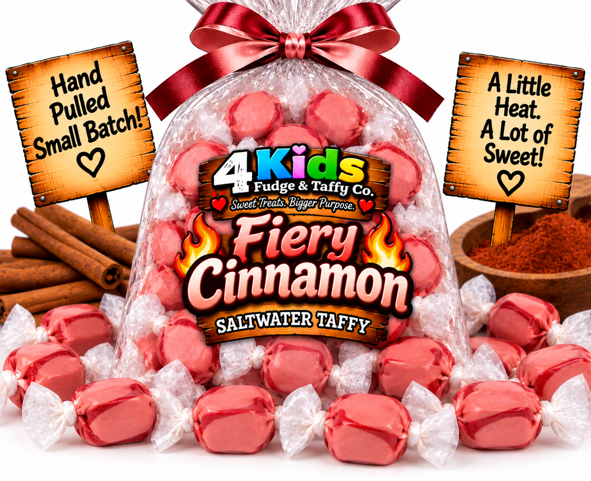Fiery Cinnamon Saltwater Taffy by 4 Kids Fudge & Taffy Co. - Hand Pulled Small Batch