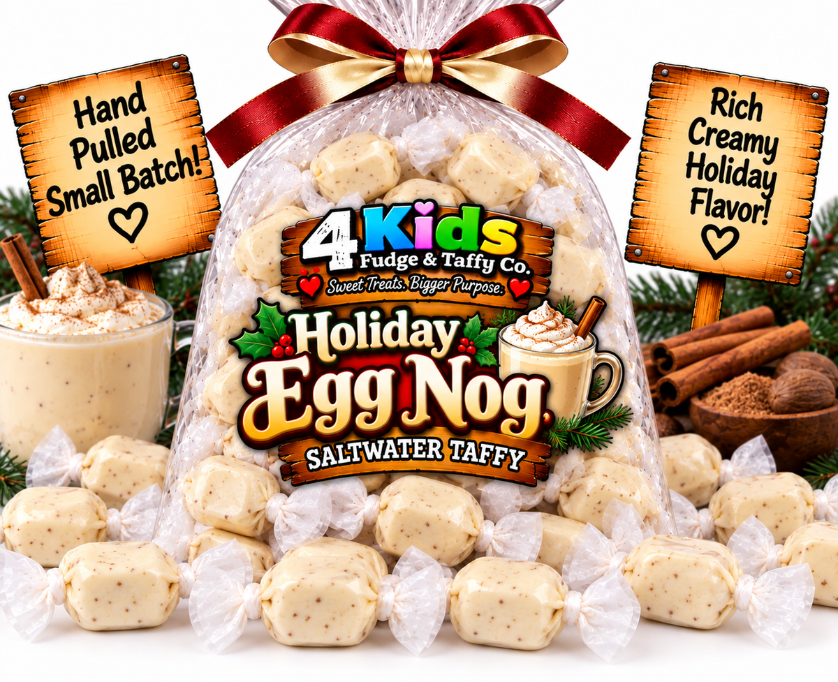 Holiday Egg Nog Saltwater Taffy by 4 Kids Fudge & Taffy Co. - Hand Pulled Small Batch