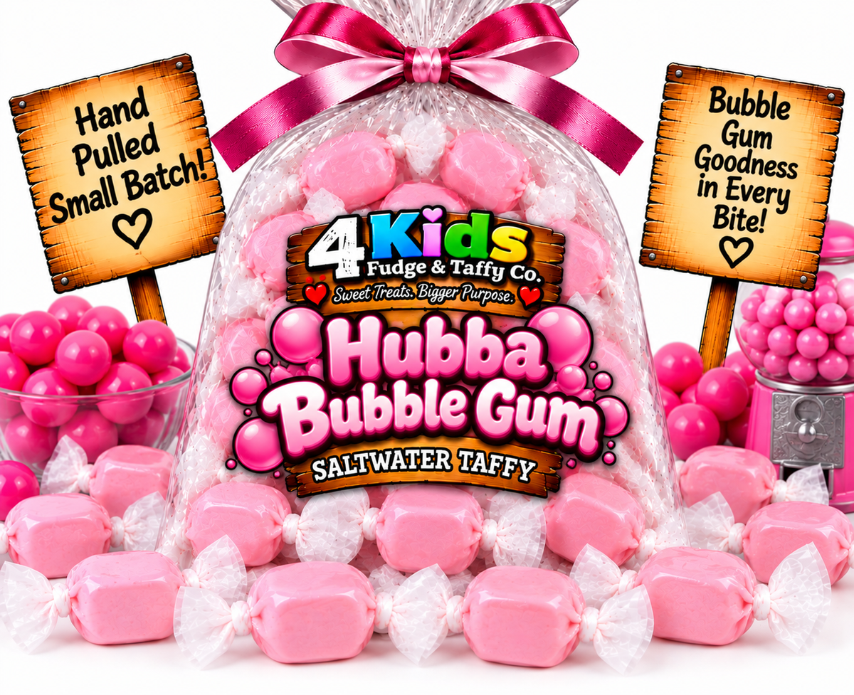 Hubba Bubble Gum Saltwater Taffy by 4 Kids Fudge & Taffy Co. - Hand Pulled Small Batch