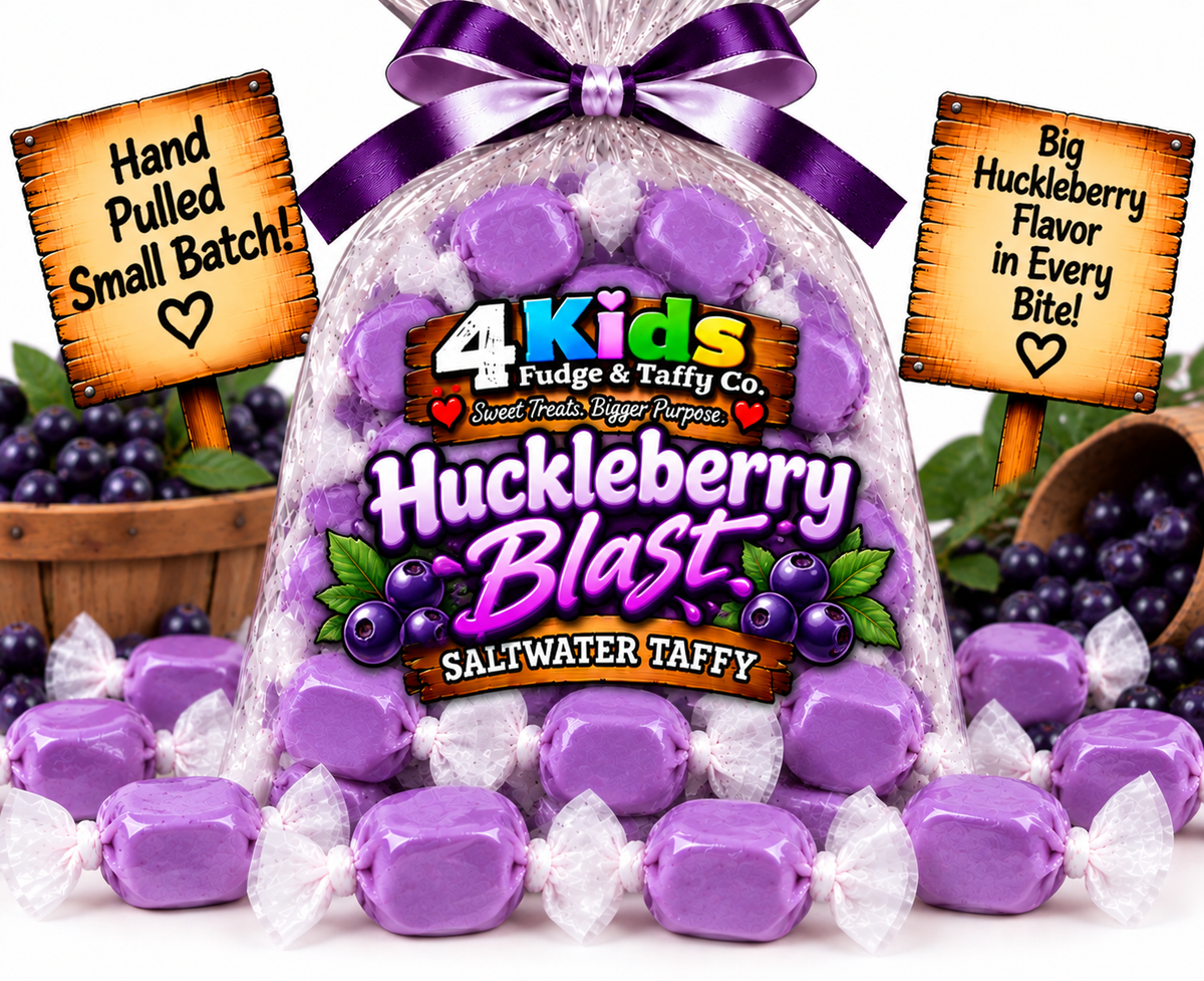 Huckleberry Blast Saltwater Taffy by 4 Kids Fudge & Taffy Co. - Hand Pulled Small Batch