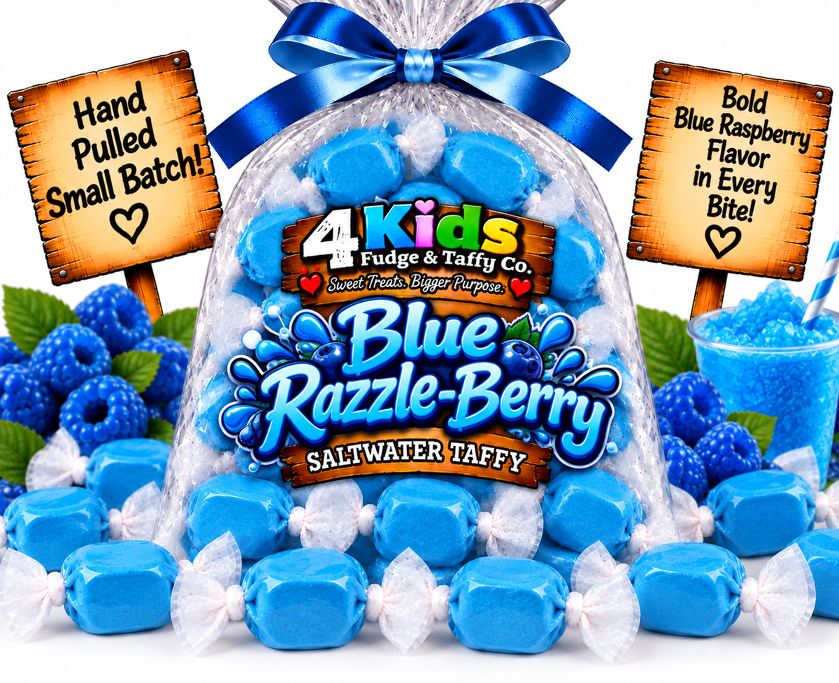 Blue Razzle-Berry Saltwater Taffy by 4 Kids Fudge & Taffy Co. - Hand Pulled Small Batch