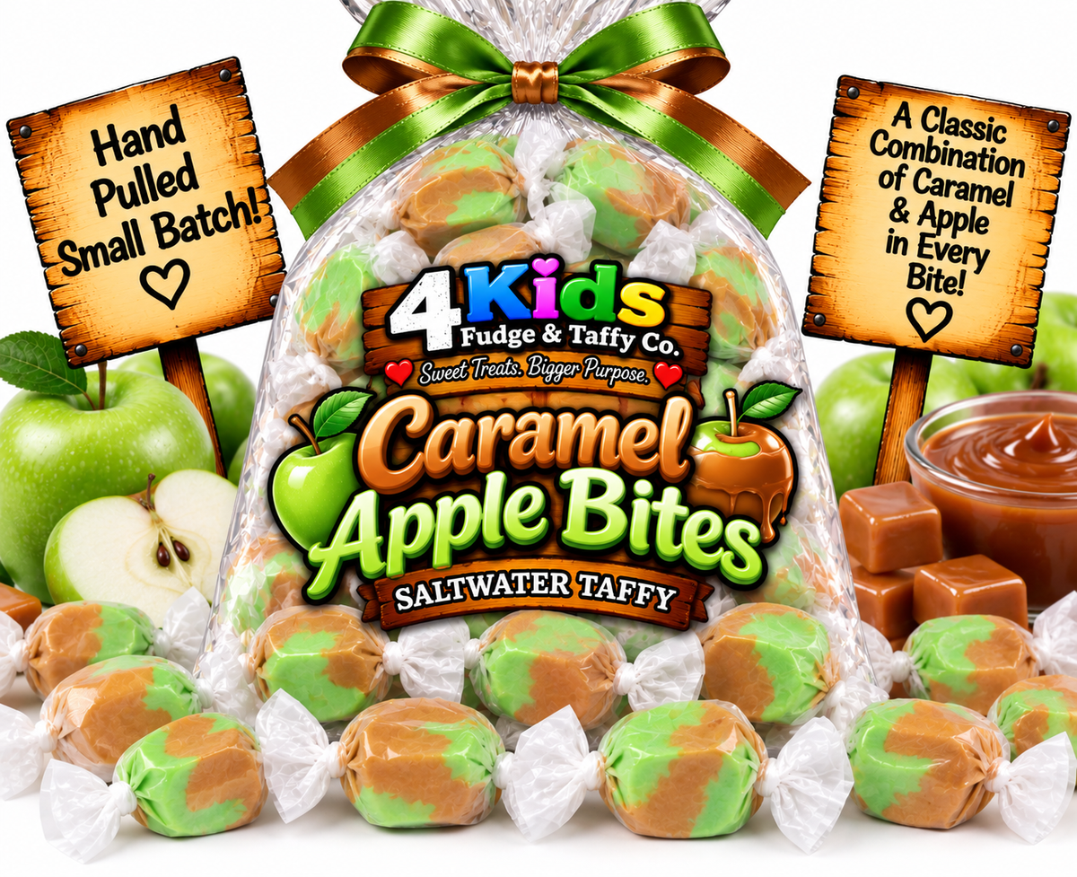 Caramel Apple Bites Saltwater Taffy by 4 Kids Fudge & Taffy Co. - Hand Pulled Small Batch