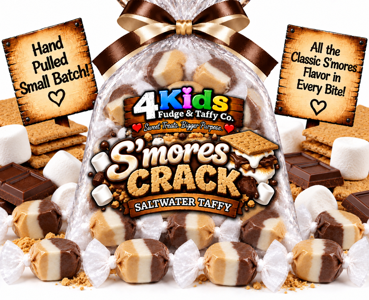 S'mores Crack Saltwater Taffy by 4 Kids Fudge & Taffy Co. - Hand Pulled Small Batch