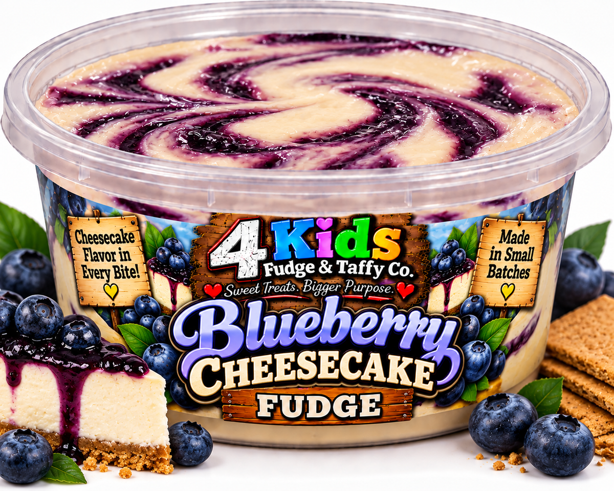 Blueberry Cheesecake Fudge by 4 Kids Fudge & Taffy Co. - Made in Small Batches