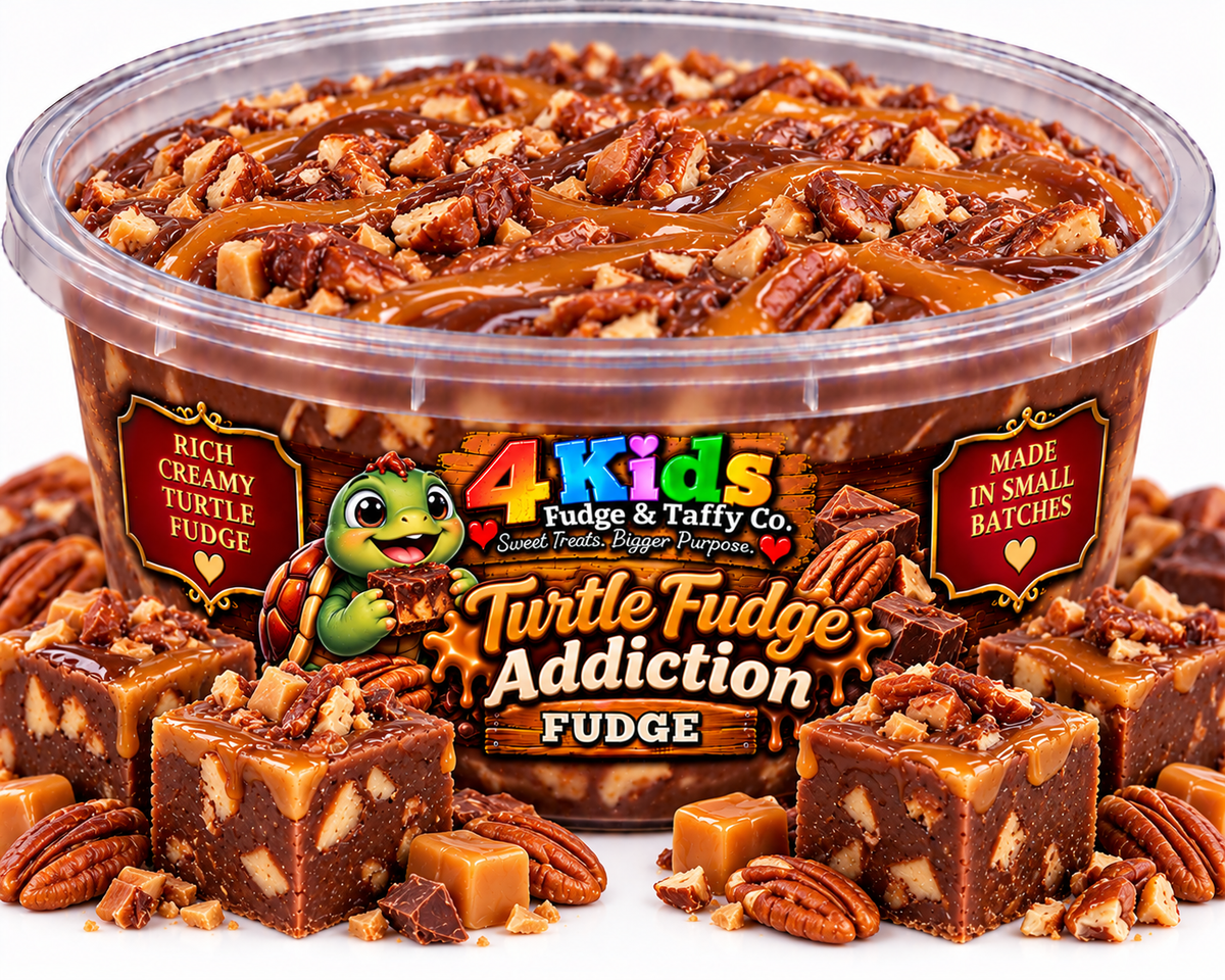 Turtle Fudge Addiction - rich creamy chocolate fudge with caramel and pecans