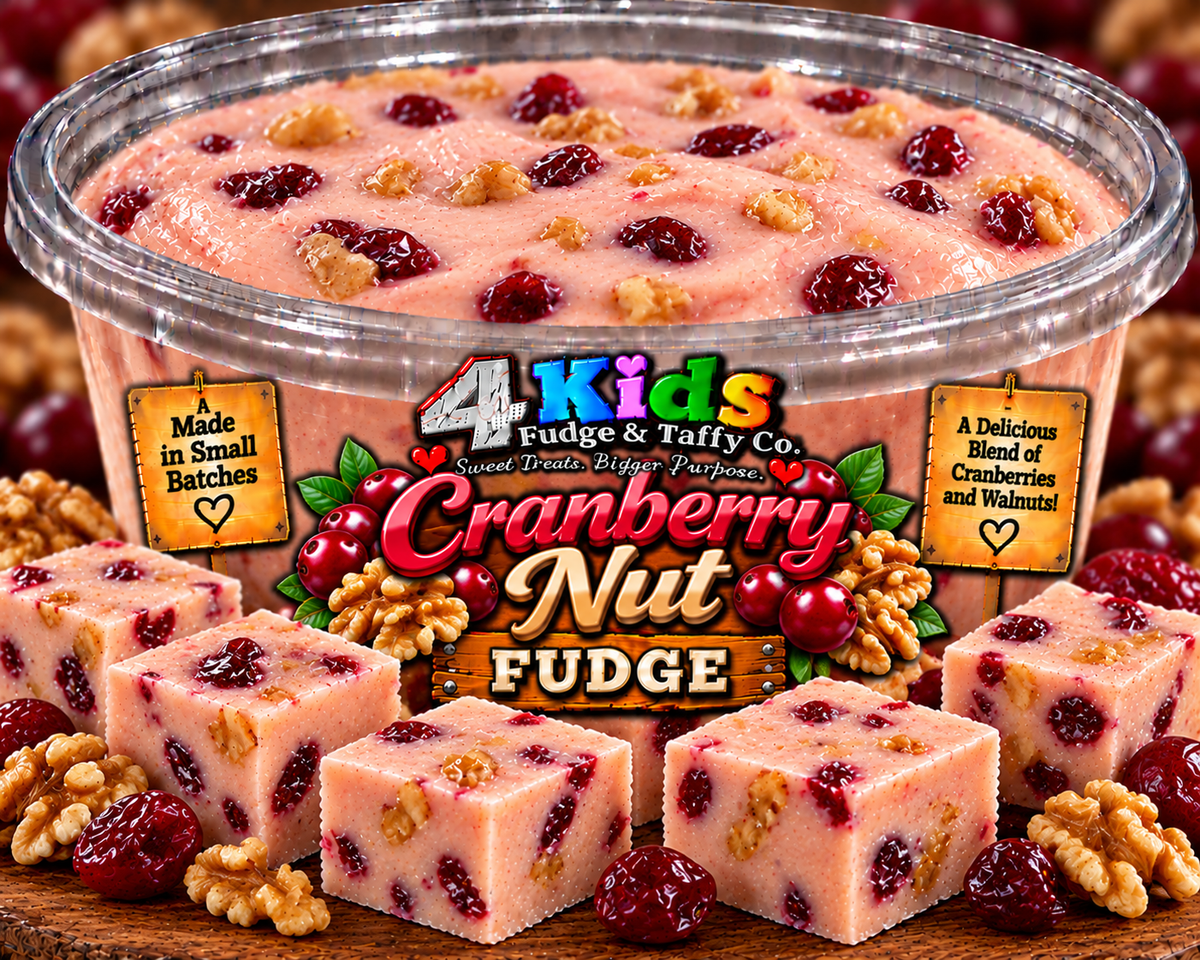Cranberry Nut Fudge with cranberries and walnuts