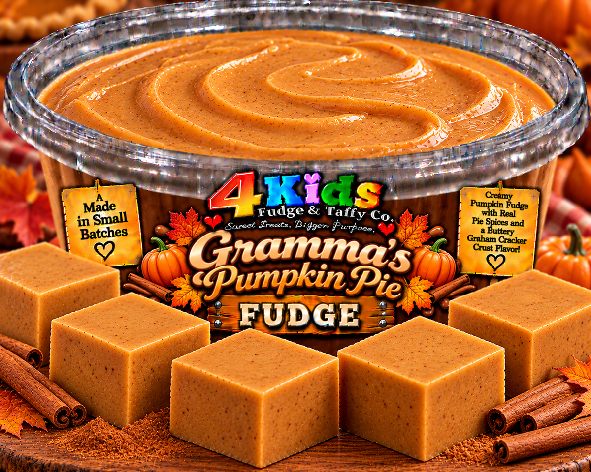 Gramma's Pumpkin Pie Fudge with real pie spices and graham cracker crust flavor