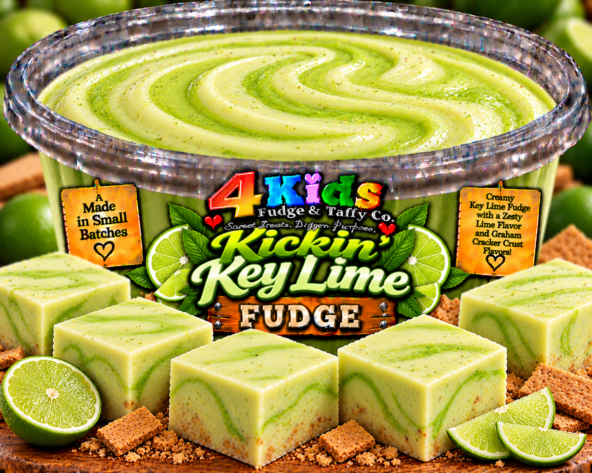 Kickin' Key Lime Fudge with zesty lime flavor and graham cracker crust