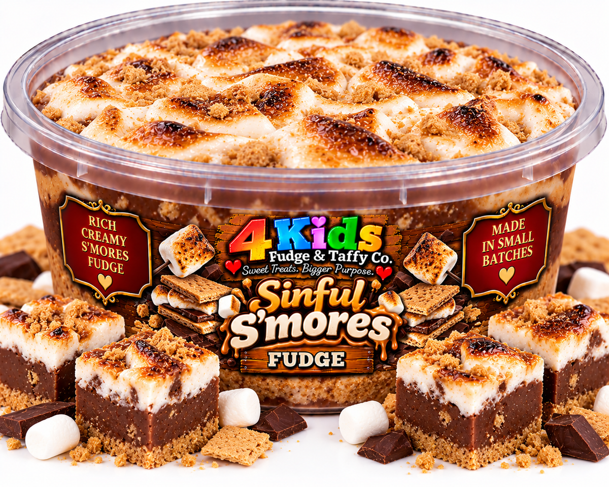 Sinful S'mores Fudge - chocolate fudge with toasted marshmallows and graham cracker crumbles