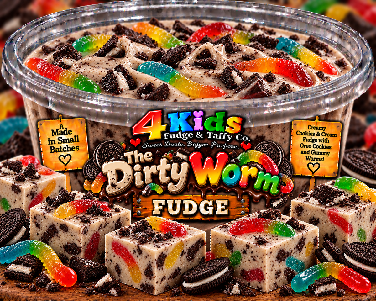 The Dirty Worm Fudge - cookies and cream with Oreos and gummy worms